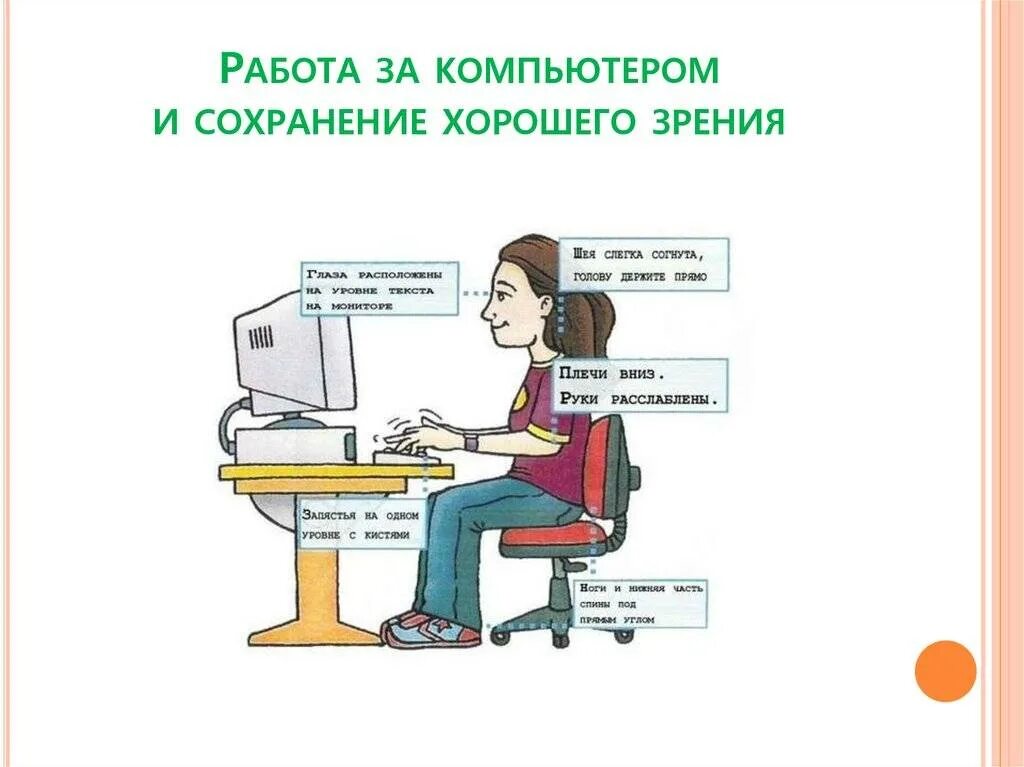 Правила безопасности зрение. Работа на компьютере и сохранение хорошего зрения. При работе за компьютером. Зрение при работе за компьютером. Правила работы с ПК.