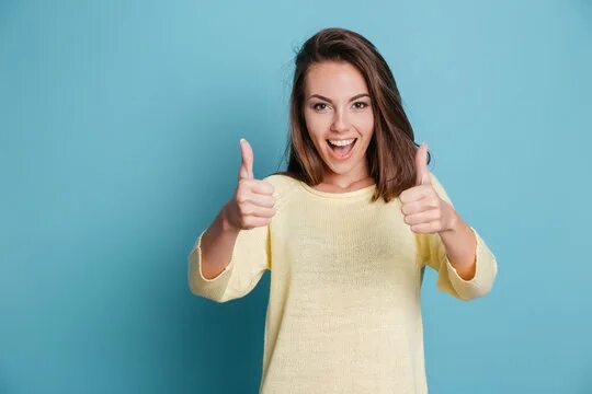 Happy woman with thumbs up - isolated over a white background Dry skin problem, 