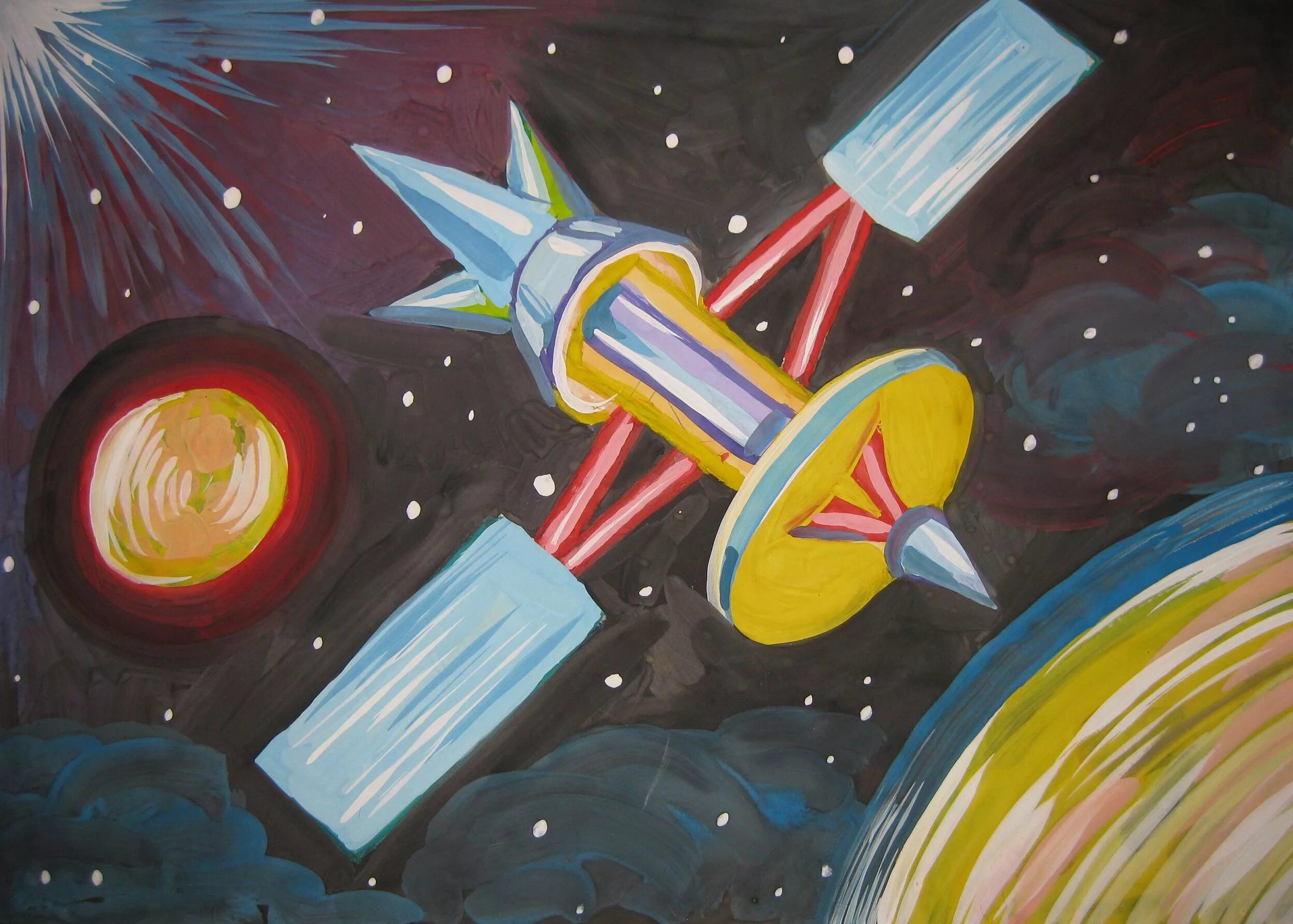 Рисунки ко дню космонавтики начальная школа. Рисунок на тему космос. Детские рисунки на тему космос. Рисование ко Дню космонавтики. Рисунки на тему космос для детей.
