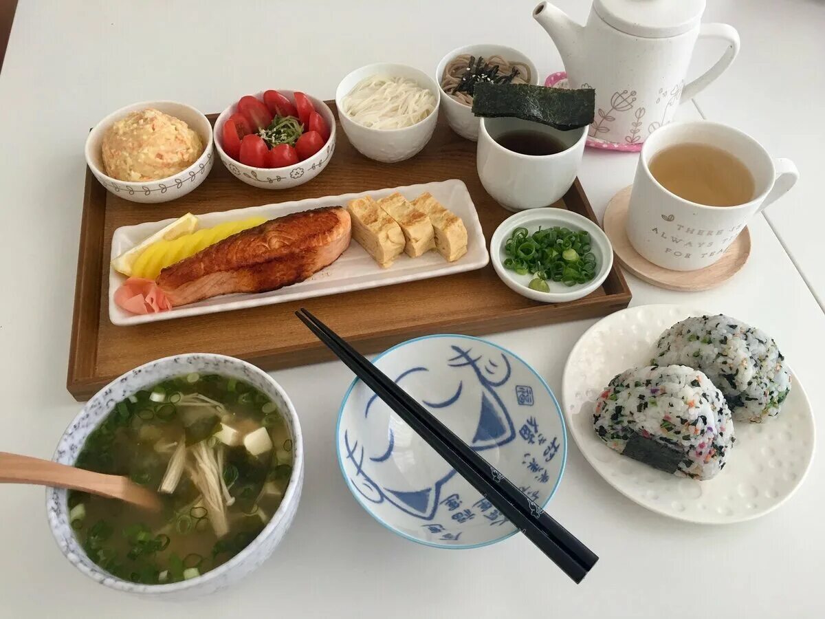 Японский завтрак. Японский обед. Традиционный японский завтрак. Повседневная еда японцев.