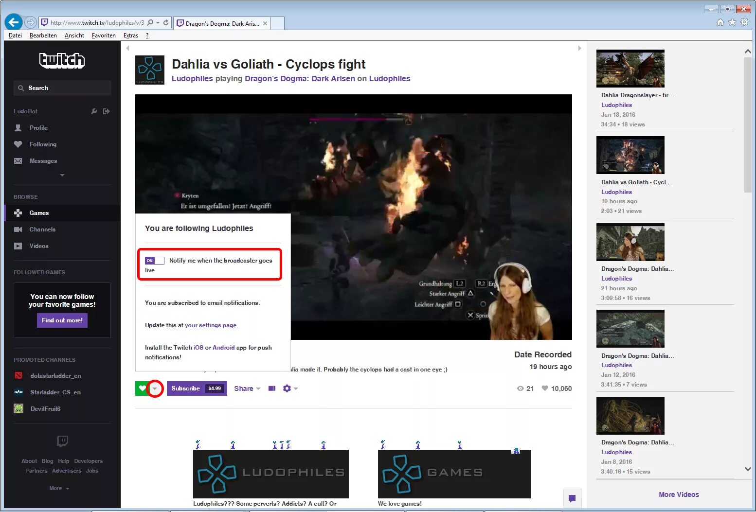 Twitch notification