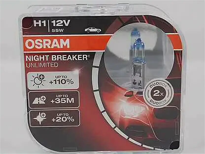 Osram Night Breaker Unlimited +110% н1. Лампа н1 55w "Osram" +110% Night Breaker Unlimited 2шт. Лампа авт. 12v (+ 90%) h1 (1 шт.) Night Breaker Plus Osram.