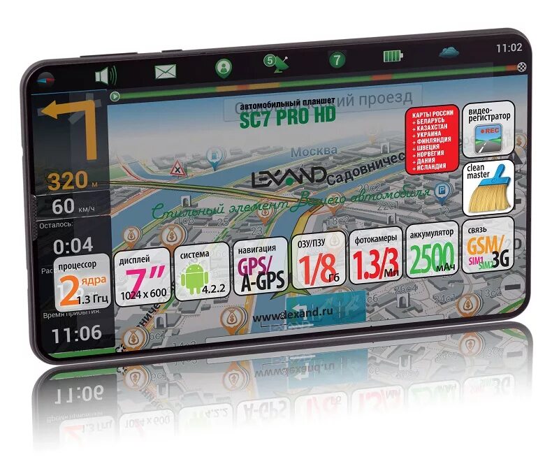 Купить авто планшет. Навигатор GPS Lexand SC-7 Pro. Lexand sc7 PROHD.