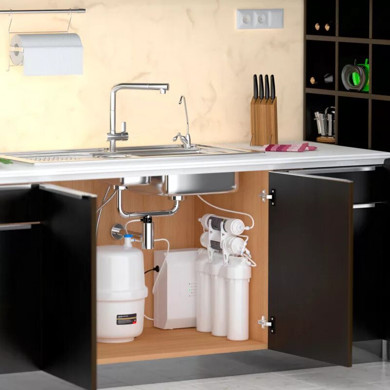 Sink water filter bwt. Проточный фильтр на кухне. Фильтр система для воды под мойку. Установка фильтра для воды под мойку. Система очистки воды для кухни аквафор.