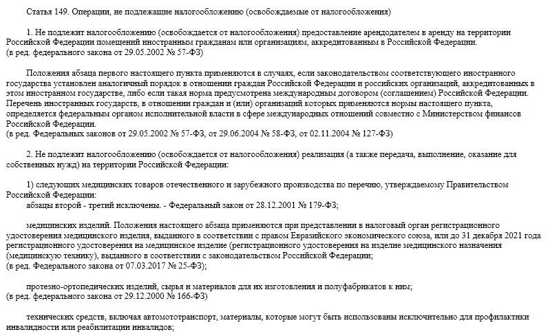 Ндс не облагается 149. Ст. 149, п. 2, п.п. 2 НК РФ. 2 Ст. 149 налогового кодекса РФ. П.П. 1 П. 2 ст. 149 налогового кодекса. ПП.2 П.2 ст 149 НК РФ.