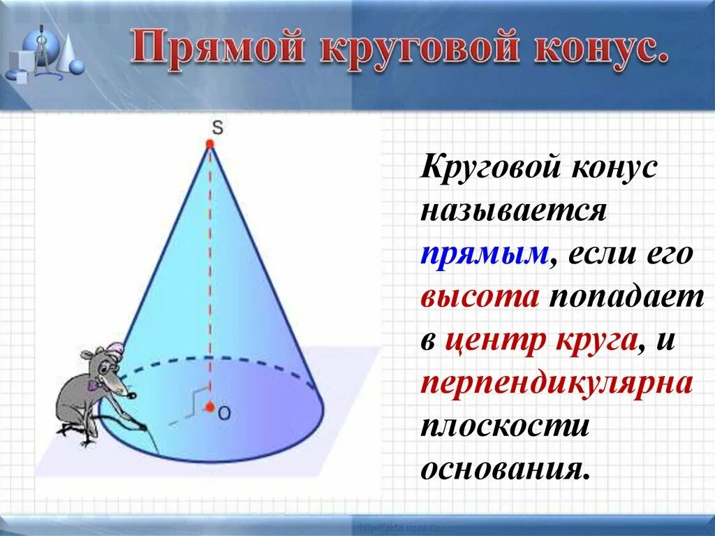 Перпендикулярные образующие конуса