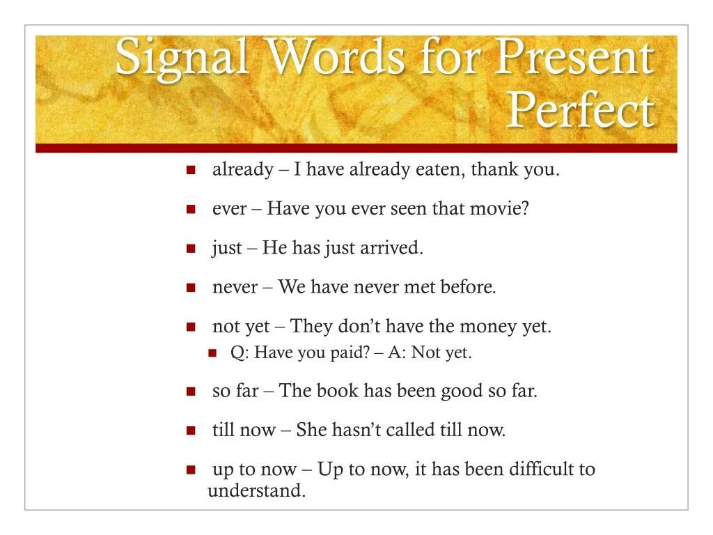 Signal Words for present perfect. Сигналы present perfect. Present perfect simple сигналы. Present perfect Tense Signal Words.