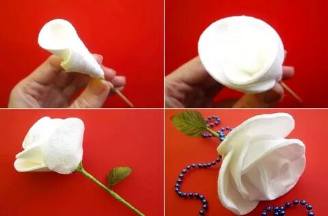 Как сделать розу из ватных дисков