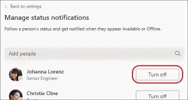 Status notification