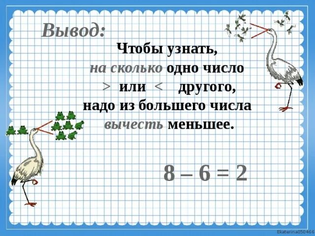 На сколько одно меньше другого. Вычитание из большего числа меньшее. Вычитание из меньшего числа большего. Из меньшего числа вычесть большее правило. Как из большего числа вычесть меньшее.