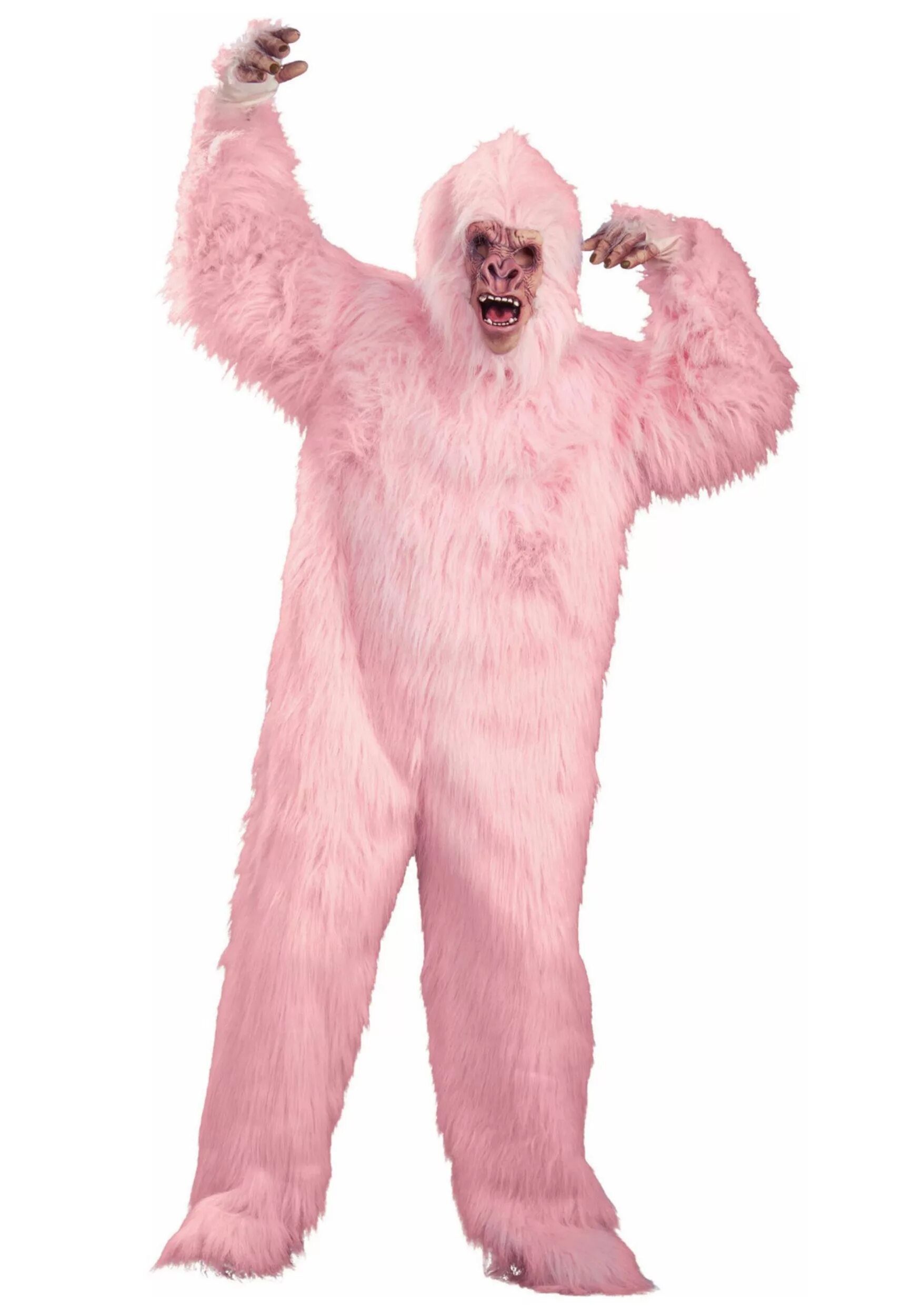 Розовая обезьяна. Костюм розовой гориллы. Костюм розовый снежный человек. Смешной розовый костюм. Костюм розовой обезьянки.