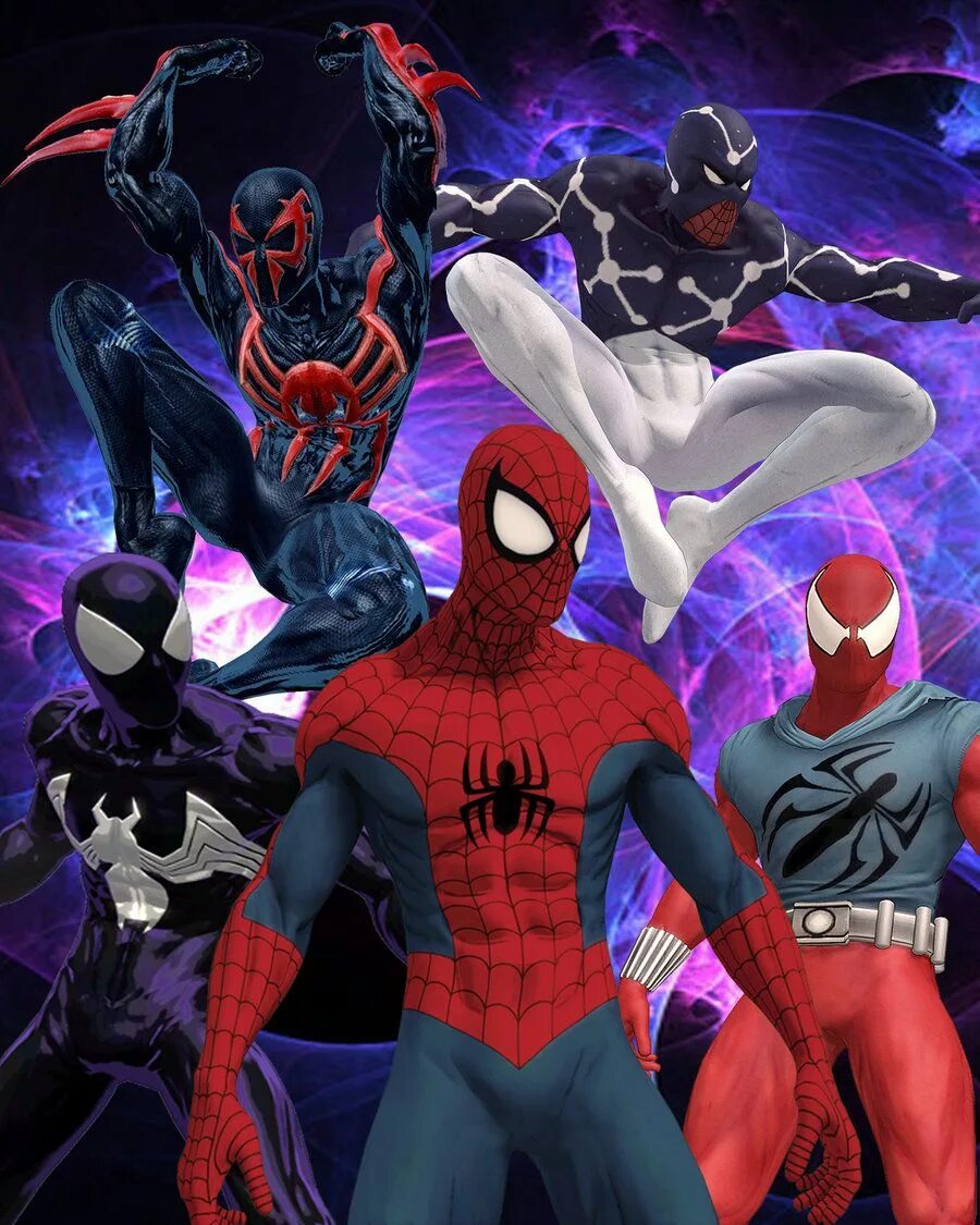 Spider-man: Shattered Dimensions. Спайдер Мэн шатер Дименшенс. Человек паук 2099 Shattered Dimensions. Разные человеки пауки.