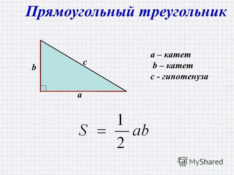 Как найти меньший катет прямоугольного треугольника. Площадь треугольника через катет и гипотенузу. площадь прямоугольного треугольника через гипотенузу и катет. катет и гипотенуза прямоугольного треугольника. гипотенуза треугольника формула.