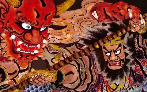 Giant colorful floats are carted around the streets of aomori japan Персона...