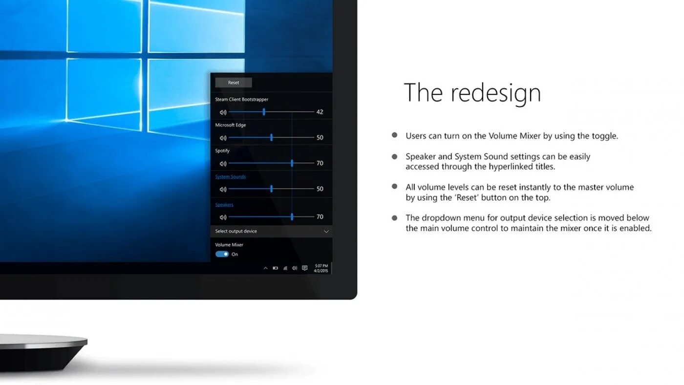 Windows 10 pro звук. Microsoft Redesign. Виндовс 10 Redstone. Volume2 для Windows 10. Windows 101.