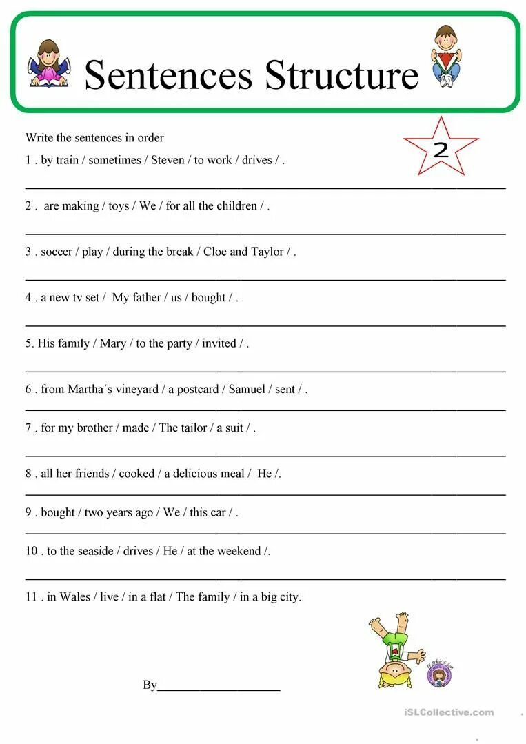 Sentence structure Worksheets. Sentence structure in English. Simple sentence structure in English. Sentences in English exercises.