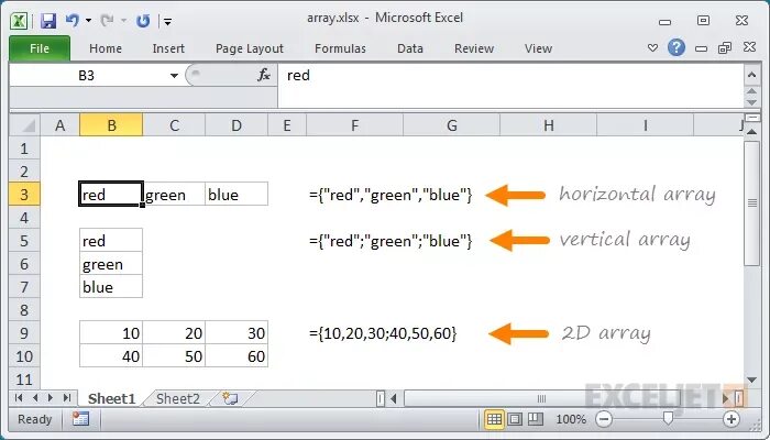 Excel arrays