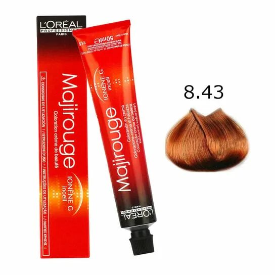 Majirel 8.43. Loreal Majirouge 8.43. Majirel краска 8.43. Majirel 8.43 на волосах.