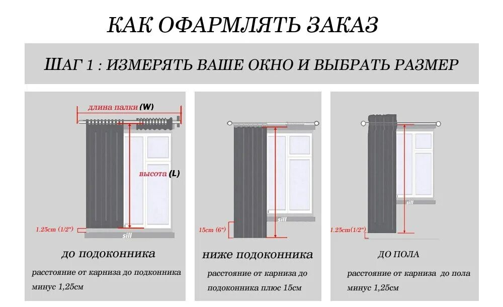 Высота тюля как правильно
