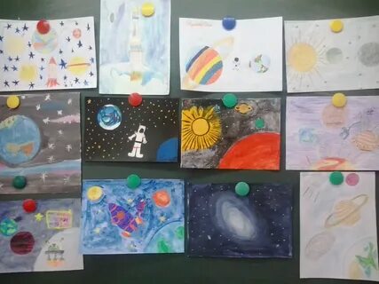 Рисунки ко дню космонавтики отчет