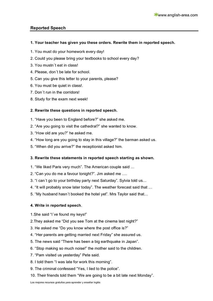 Rewrite the following statements in reported speech. Rewrite these Statements in reported Speech starting as shown we liked Paris.