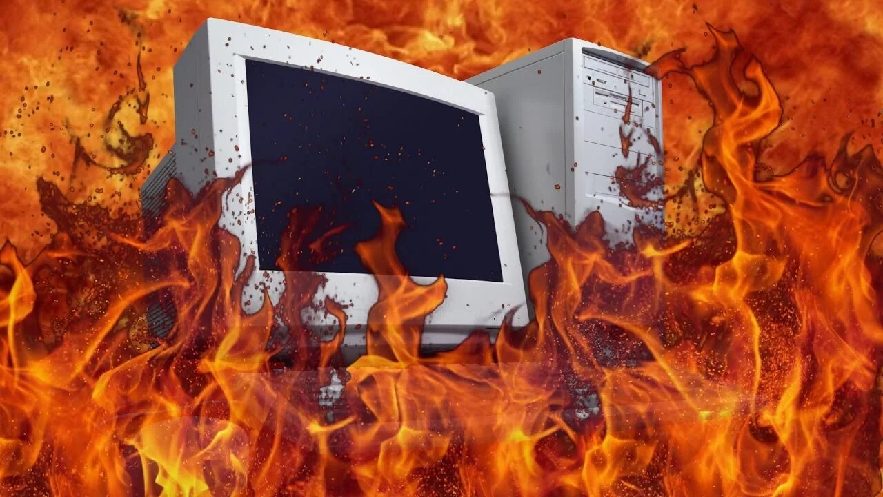Разбил пк. Горящий системник. Комп горит. Возгорание компьютера. Компьютер перегрелся.