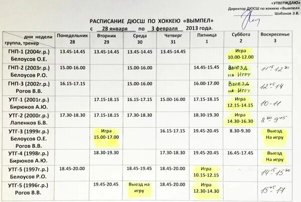 Расписание спортивная школа. Расписание спортивная школа
