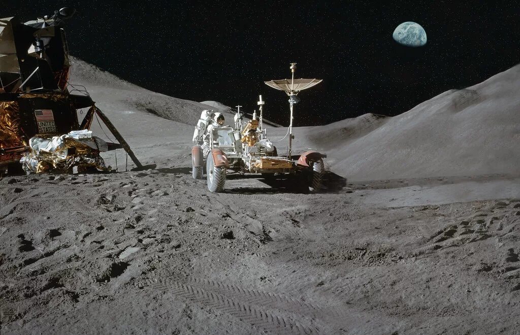 НАСА Аполлон 15 Rover и лунного модуля на Луне 11x14 Silver halide фото печать e