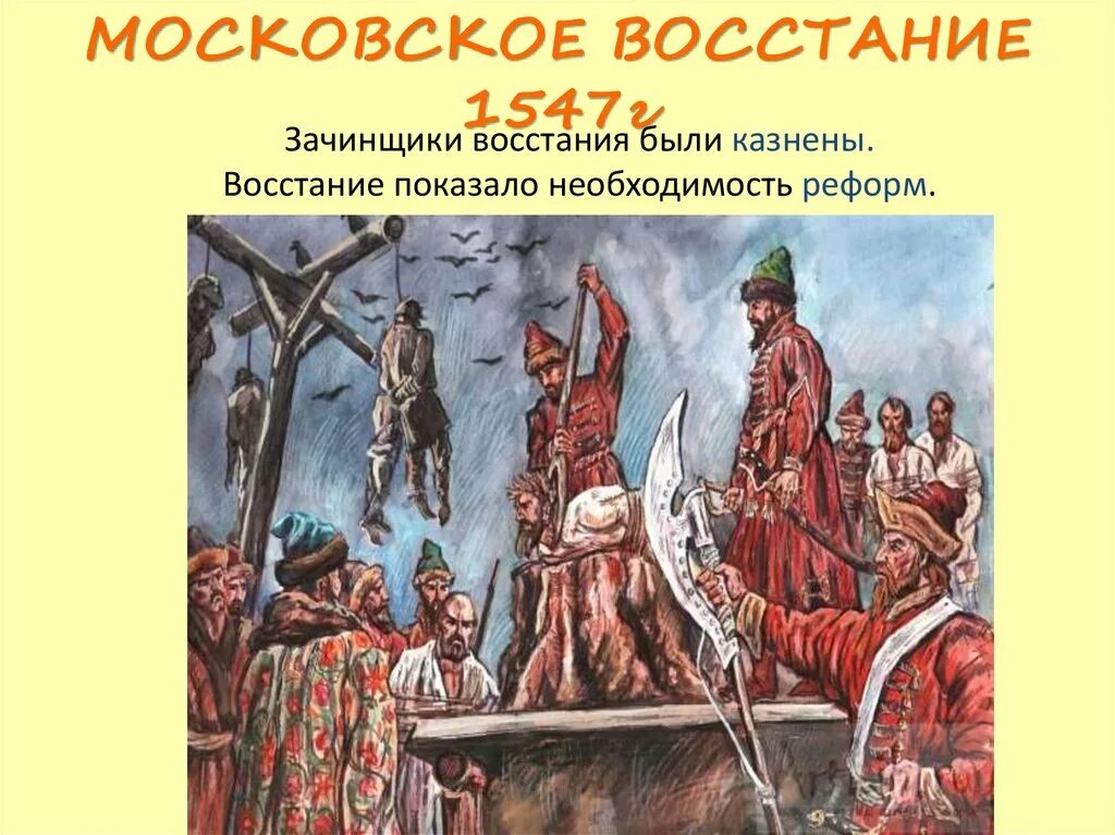 Они восстали против царя заявляя ему. Московское восстание 1547 года. Восстание 1547 года Ивана Грозного. Московское восстание 1547 картина. 1547 Год восстание в Москве.