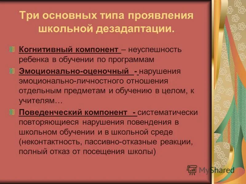 Признаки социально психологической дезадаптации. Типы школьной дезадаптации. Симптомы школьной дезадаптации. Типы проявления школьной дезадаптации. Профилактика школьной дезадаптации.