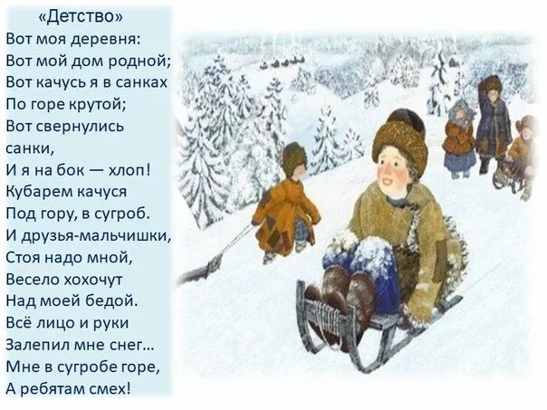 Стихи моя деревня мой дом родной. Суриков санки.