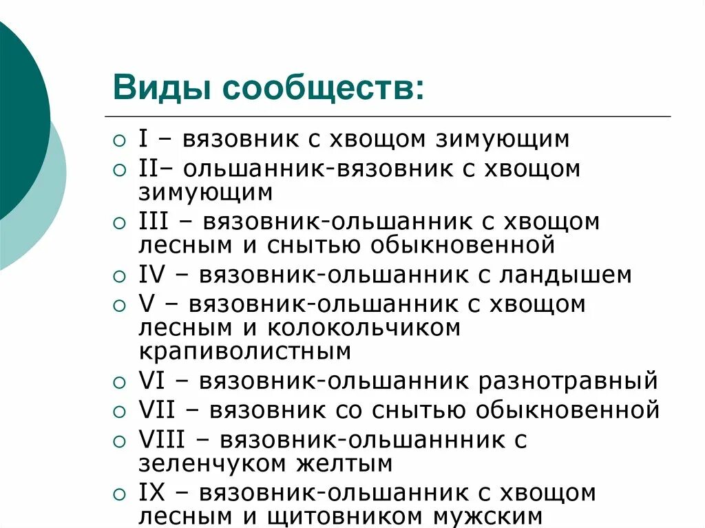 Виды сообществ