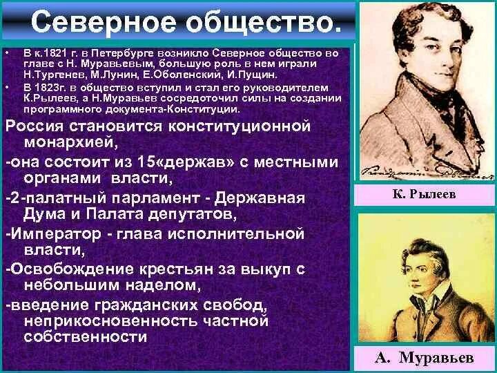 Состав северного общества. Северное общество 1821. Северное общество возникло в. Северное общество Декабристов. Северное и Южное общество Декабристов.