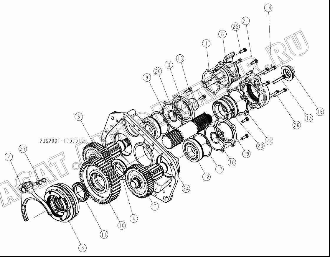 Раздатка шакман. КПП Шакман 12js160t схема. КПП Шакман 12js160т схема. Схема сборки демультипликатора 12js200ta. Сборка демультипликатора КПП 12js200ta.