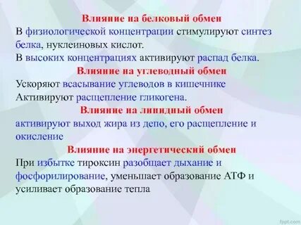 Тироксин оказывает влияние на