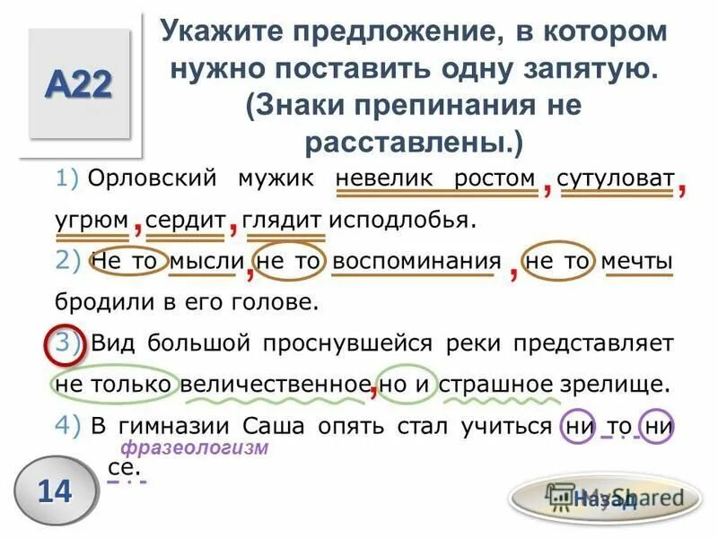 3 определенных предложений