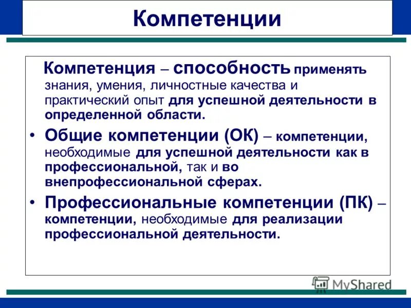 Компетенция в применении знаний