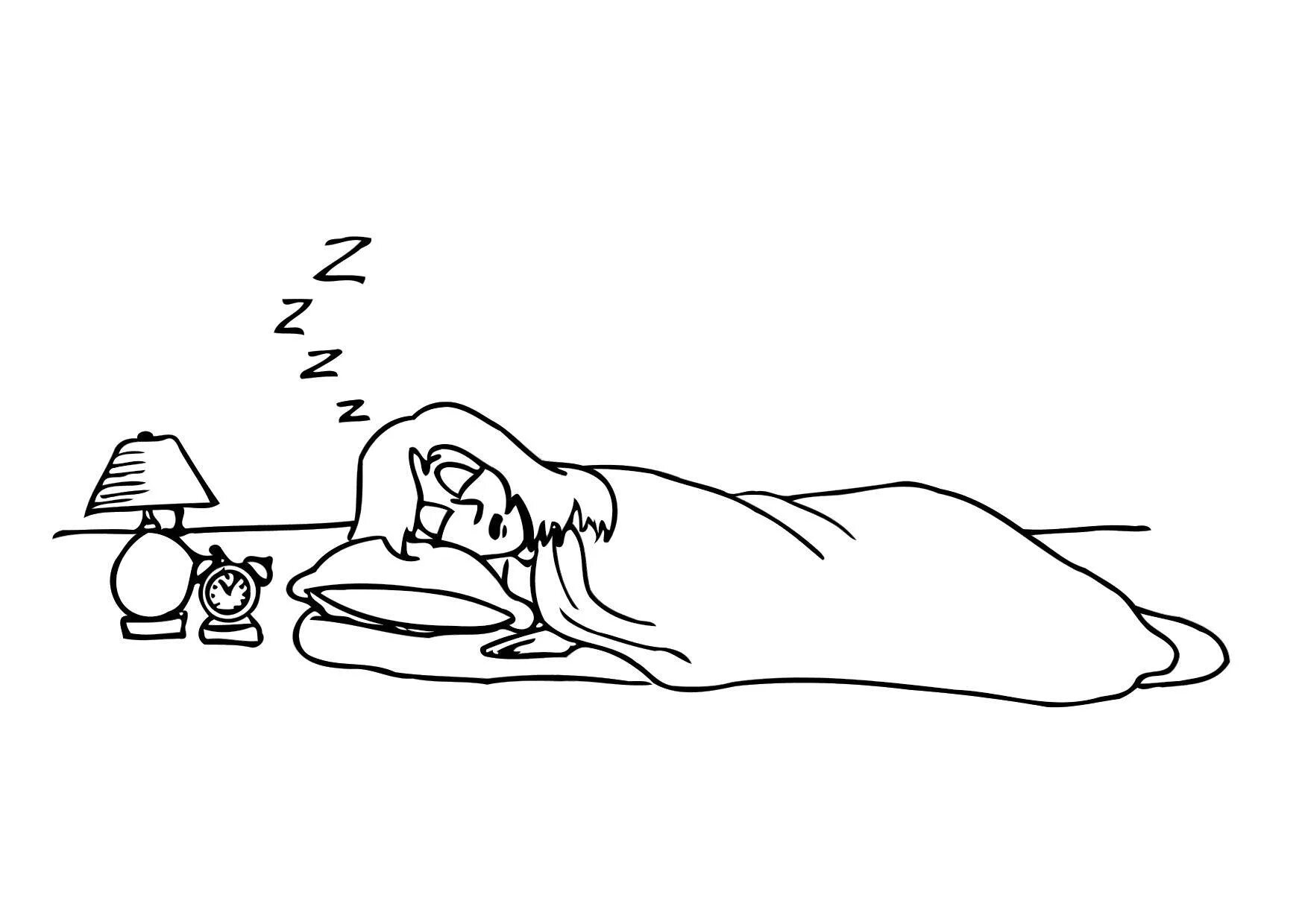 She is sleeping. Сон раскраска. Лентяй раскраска. Спит раскраска. Лежит рисунок.