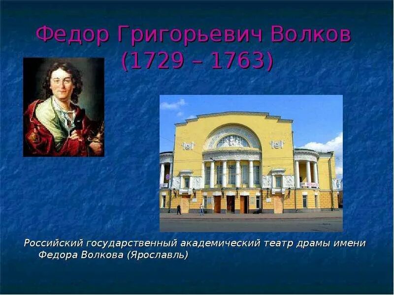 Театр драмы Волкова в Ярославле презентация. Театр Федора Волкова. Театр театр имени фёдора Волкова Ярославль. Фотография драматический театр имени Федора Волкова в Ярославле. Театр имени ф г волкова условный знак