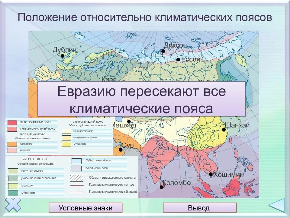 Расположение евразии относительно. Климатические пояса Евразии география. Климат пояса Евразии. Климатически пояса Евразии. Пояса в географии Евразия.