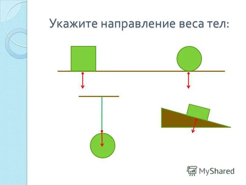 Вес физика 7 класс. Вес тела направление. Вес тела Графическое изображение. Вес тела точка приложения и направления. Куда направлено вес тела