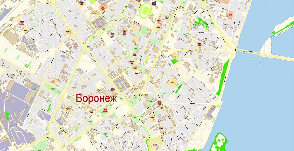 Интерактивная карта воронеж. Карта центра Воронежа. Воронеж карта города с улицами. Векторная карта Воронежа. Туристическая карта Воронежа.