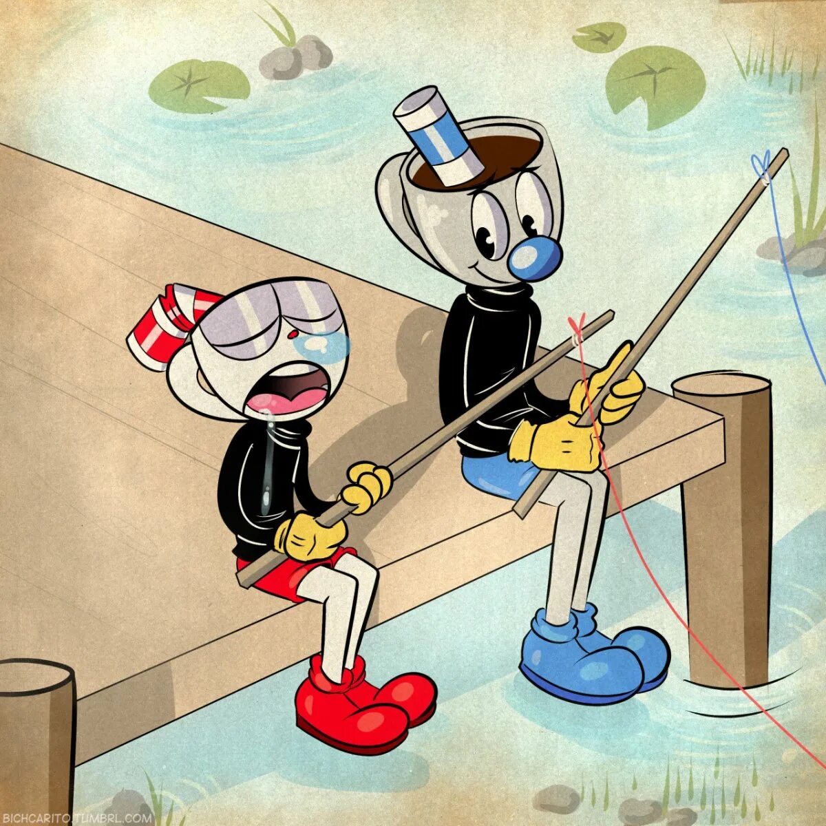 Cuphead 18. Cuphead and Mugman. Bichcarito Cuphead. Магмен из капхед. Магмэн Cuphead.