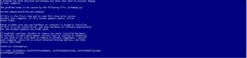 Синий экран registry error