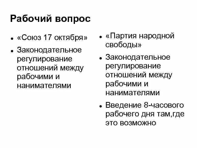 Партия национальный союз. Партия Союз 17 октября рабочий вопрос. Союз 17 октября октябристы рабочий вопрос. Союз 17 октября аграрный вопрос. Партия Союз 17 октября национальный вопрос.