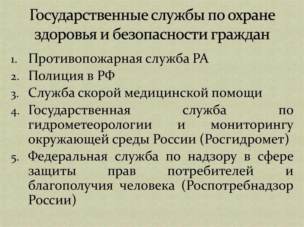 Государственные службы по обеспечению безопасности