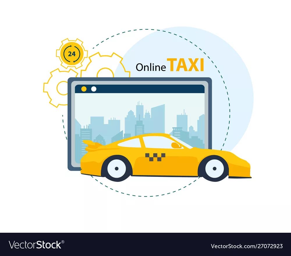 Taxi ordering. Taxi order app Clipart.