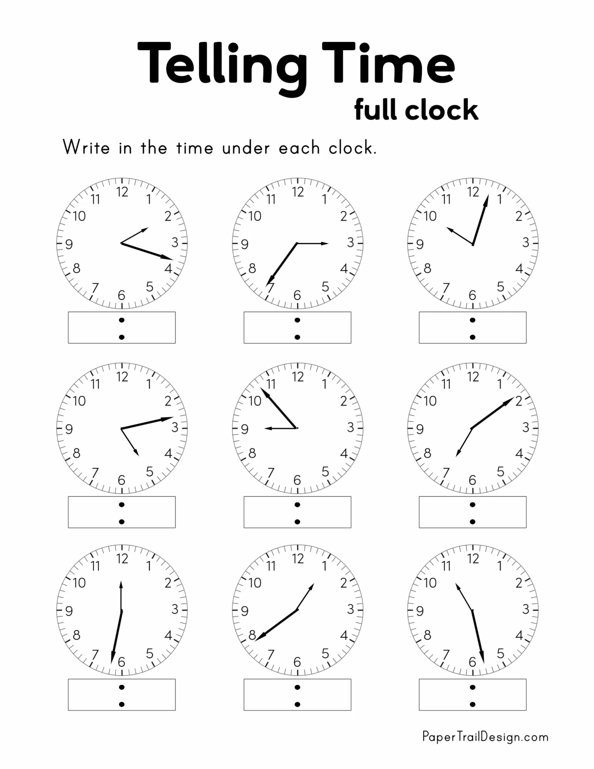 Telling time. Telling the time Worksheets.