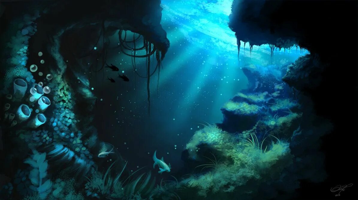 Мир подводной глубине. Океаны. Глубина. Темные глубины океана. Морские глубины. Подводный пейзаж.