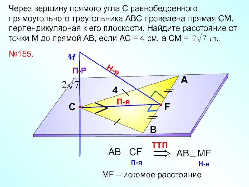 Перпендикуляр проведенный из вершины прямоугольника. Теорема о трех перпендикулярах 10. задания на теорему о трех перпендикулярах 10 класс. ka перпендикулярна к плоскости авс. теорема о трех перпендикулярах 10 класс.